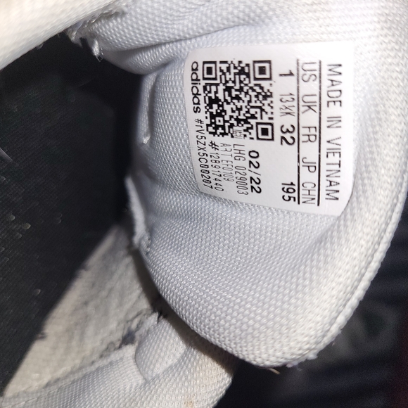 Adidas Kids White and Black Striped Sneakers - Picture 3 of 4
